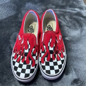 Red Flame Checkered Vans